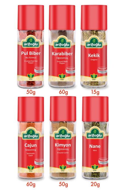 Baharat Set Cam 6LI (Pilavlarda, Yemeklerde)