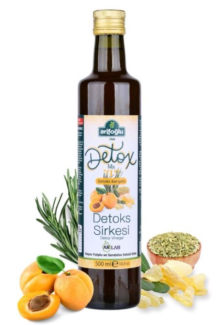 Detoks Sirkesi Kayısı Pulplu ve Sandaloz Sakızlı Sirke 500ml İÇİLEBİLİR. Detox Vinegar - Arifoglu