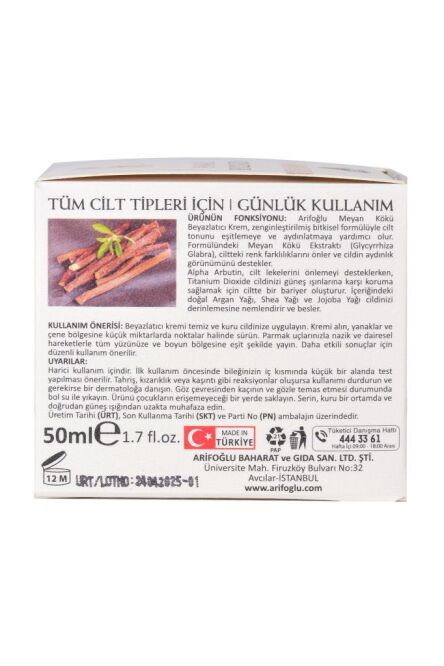Meyan Kökü Beyazlatıcı Krem - 50ml - Licorice Whitening Cream - 4