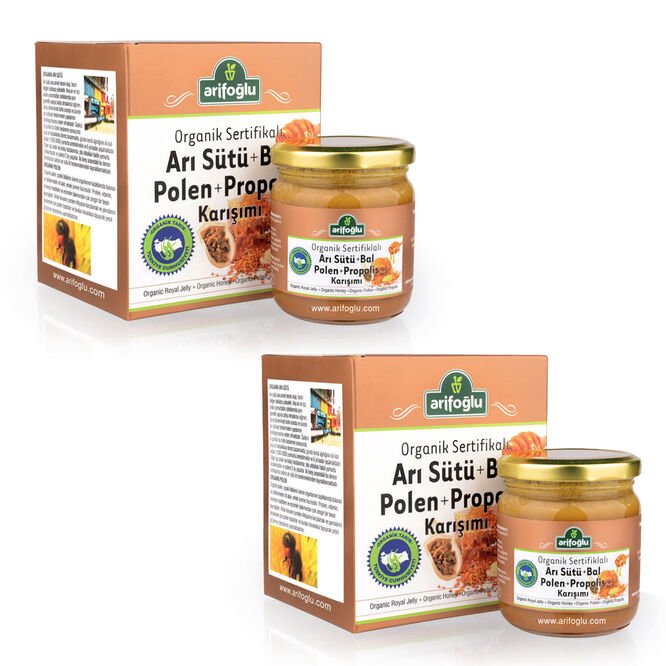 Organic Royal Jelly - Honey - Pollen - Propolis Paste 230g (2 Pieces)