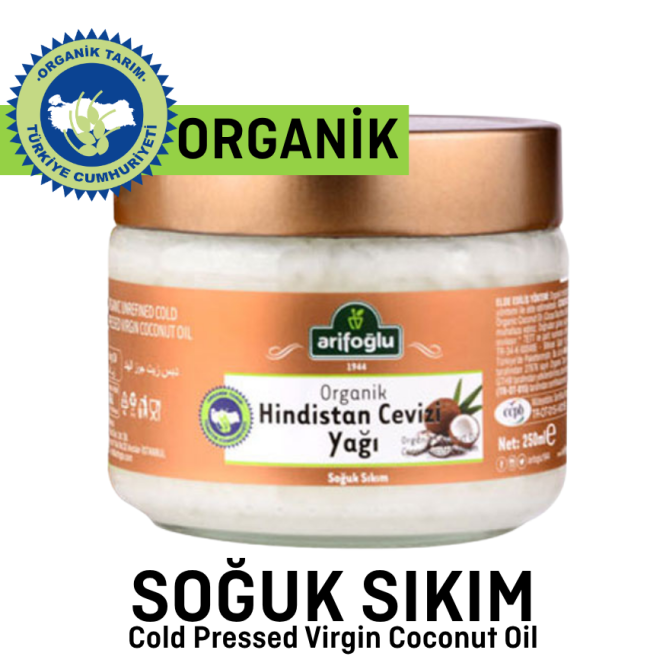 Organik Hindistan Cevizi Yağı 250ml Soğuk Sıkım - Arifoğlu
