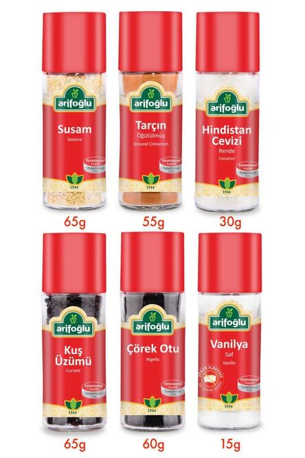 Spice Set Glass 6LI (For Desserts, Pastries) - Arifoğlu